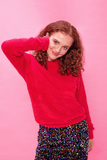 Cherry Red Fluffy Jumper