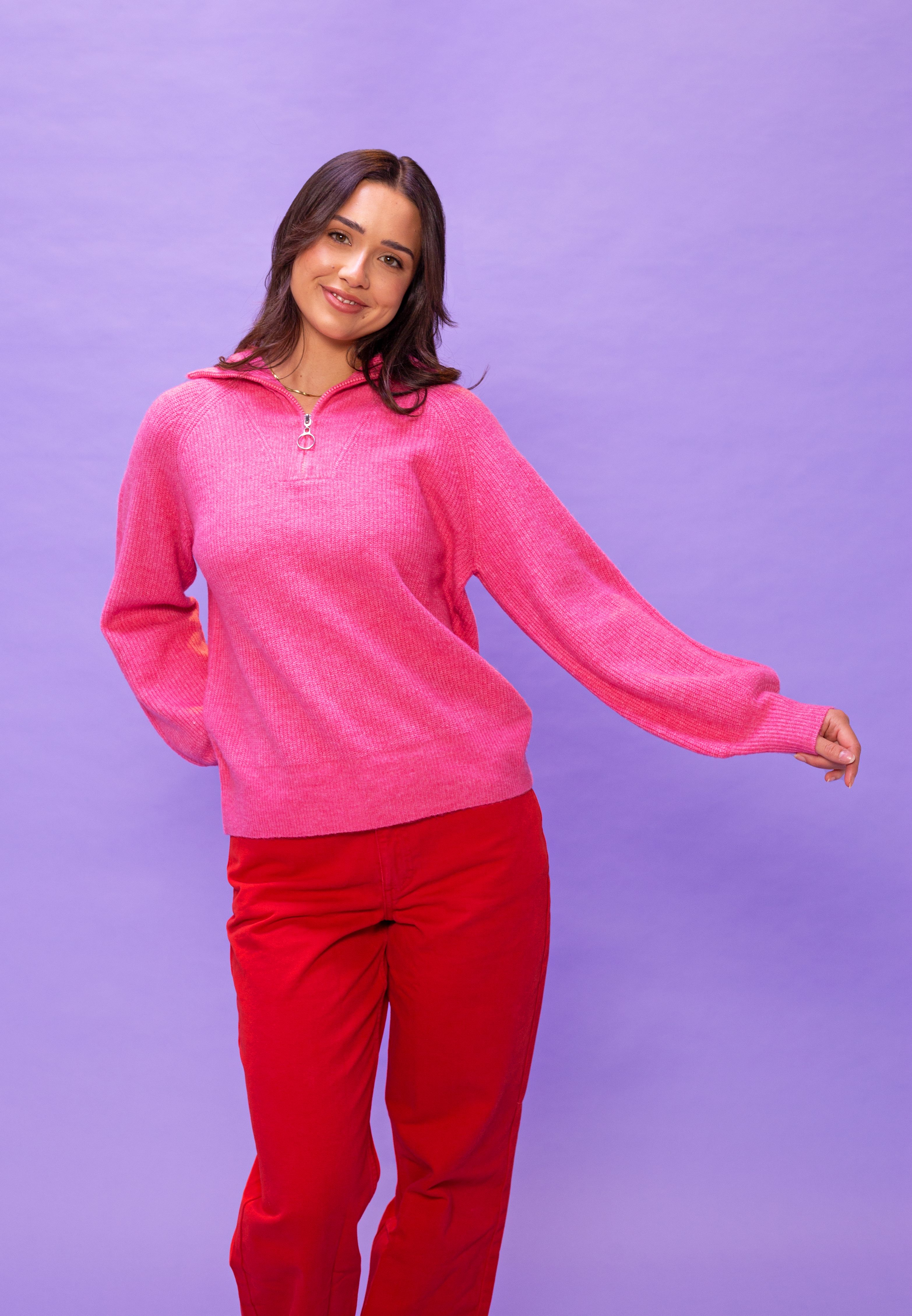 Hot Pink Zipped Jumper