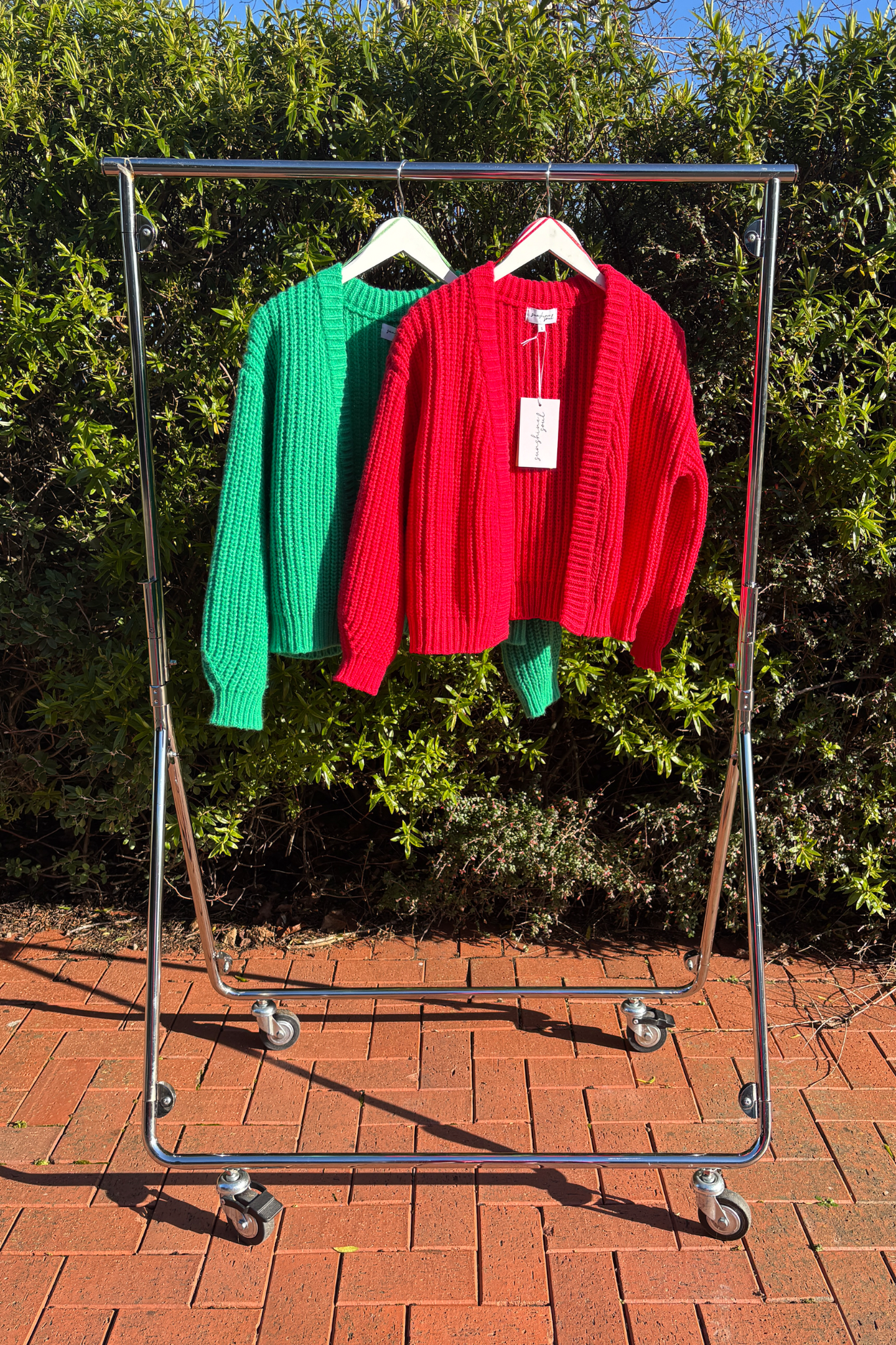 Cherry Red Chunky Knit Cardigan