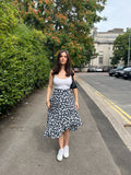 Navy Floral Midi Skirt