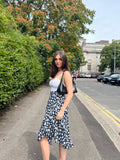 Navy Floral Midi Skirt