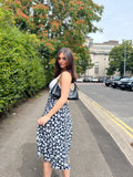 Navy Floral Midi Skirt