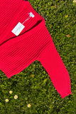 Cherry Red Chunky Knit Cardigan