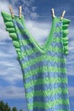 Blueberry and Mint Pointelle Stripe Dress