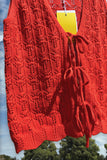 Bright Papaya Crochet Tie Front Vest