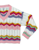 Summer Chevron Pointelle V Neck Jumper