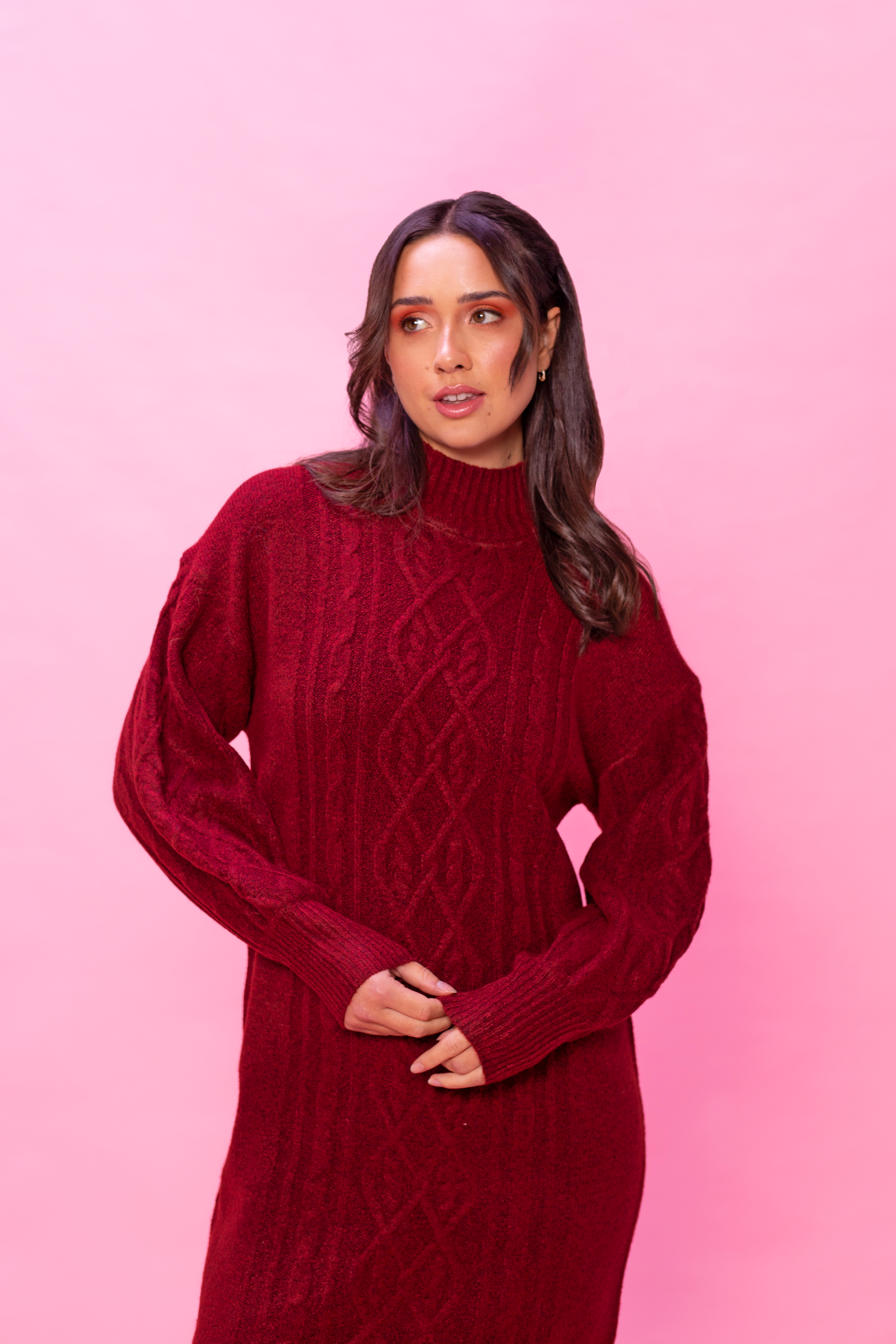 Burgundy Cable Knit Dress Sunshine Soul Ltd Burgundy Cable Knit Dress Sunshine Soul Ltd