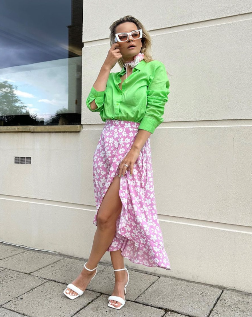 Sugar Pink Floral Midi Skirt - Main Image