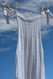 White Pointelle Tie-Shoulder Midi Dress