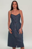 Gingham Denim Midi Dress