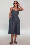Gingham Denim Midi Dress
