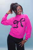 Pink Sequin Bow Fluffy Jumper