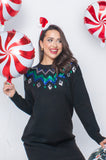 Sequin Embellished Fair Isle Jumper Dress