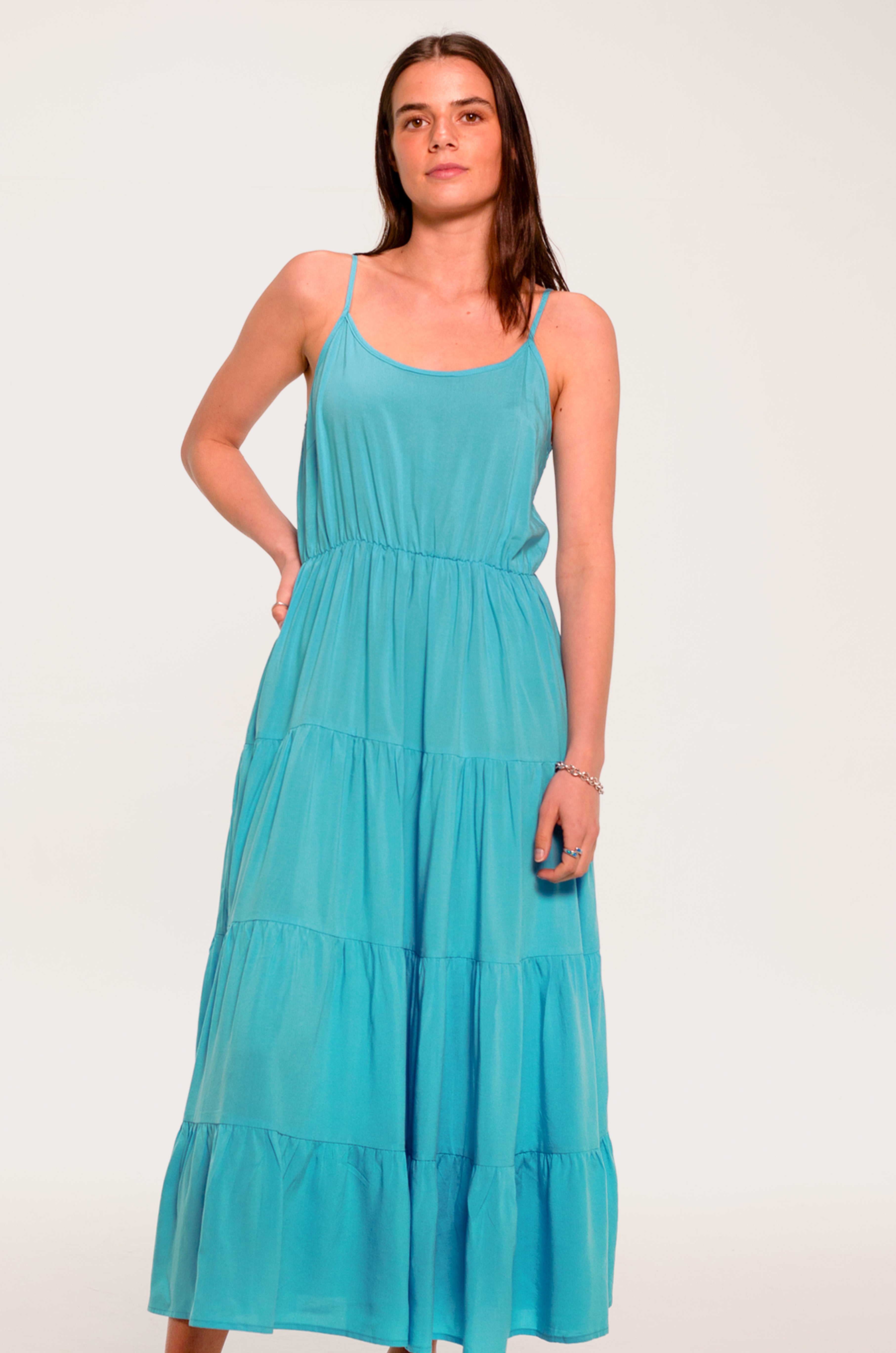 aqua tiered sleeveless maxi dress Aqua Cami Tiered Maxi Sundress – Sunshine Soul Ltd