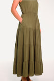 Dark Olive Tiered Maxi Sundress