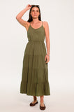 Dark Olive Tiered Maxi Sundress