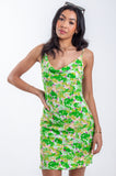 Pretty green abstract floral mini dress