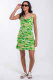 Pretty green abstract floral mini dress