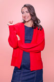Cherry Red Soft Knit Cardigan