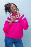 Bright Pink Fairisle Zip Up