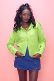 Apple Green Cable Knit Collared Cardigan