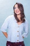 Shimmery Blue Short Sleeve Cardigan