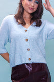 Shimmery Blue Short Sleeve Cardigan