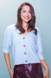Shimmery Blue Short Sleeve Cardigan