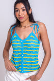 Blue & Lime Scallop Pointelle Cami