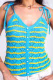 Blue & Lime Scallop Pointelle Cami