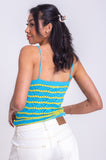 Blue & Lime Scallop Pointelle Cami