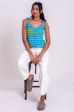 Blue & Lime Scallop Pointelle Cami