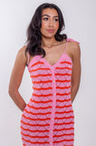 Citrus Pink Scallop Pointelle Midi Dress