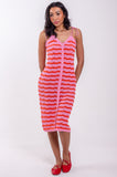 Citrus Pink Scallop Pointelle Midi Dress