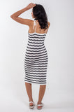 Monochrome Scallop Pointelle Midi Dress