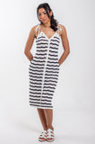 Monochrome Scallop Pointelle Midi Dress
