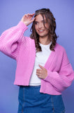 Baby Pink Chunky Knit Cardigan