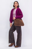 Plum Chunky Knit Cardigan