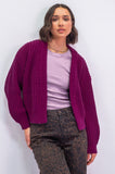 Plum Chunky Knit Cardigan