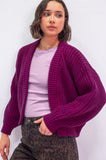 Plum Chunky Knit Cardigan