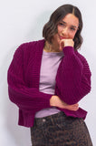 Plum Chunky Knit Cardigan