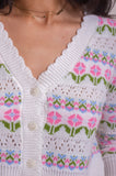 Pink Florals Pointelle Cardigan
