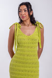 Citron Green Crochet Mini Dress