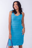 Electric Blue Crochet Mini Dress