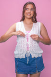 Daisy White Crochet Tie Front Vest