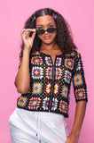 Crochet Square Bomber Cardigan