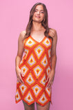 Sunset Orange Crochet Mini Dress
