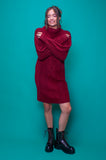Burgundy Cable Knit Dress