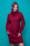 Burgundy Cable Knit Dress