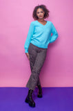 Bright Aqua V Neck Jumper